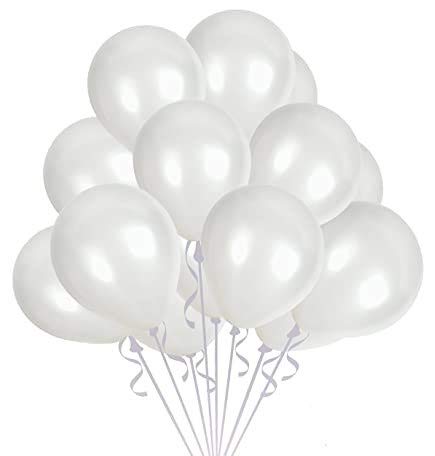 White Metallic 10 Inch Rubber Balloons For Birthday Decoration 30 Pcs