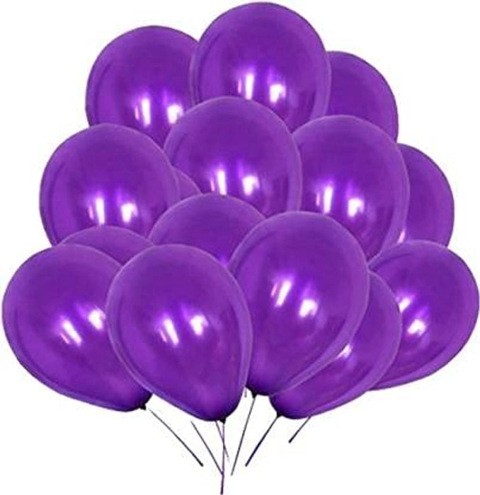 Purple Metallic 10 Inch Rubber Balloons For Birthday Decoration 30 Pcs