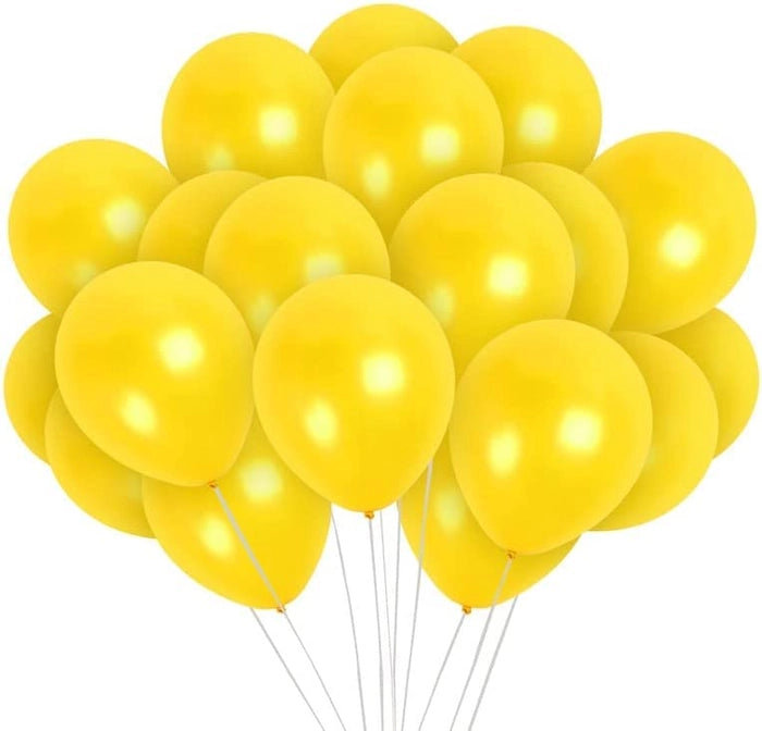 Yellow Metallic 10 Inch Rubber Balloons For Birthday Decoration 30 Pcs