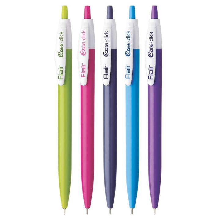 FLAIR Ezee Click 0.7 to 1 mm Blue Ball Pen (5 Pcs)