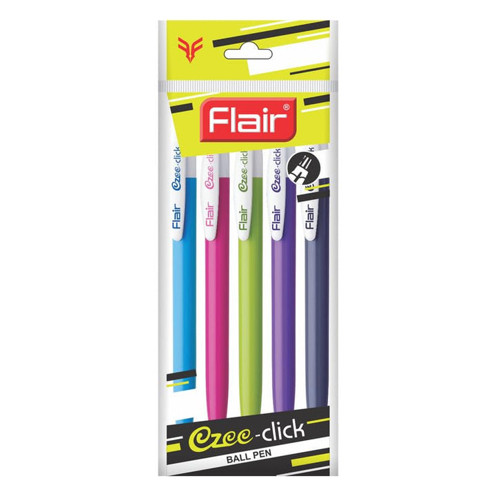 FLAIR Ezee Click 0.7 to 1 mm Blue Ball Pen (5 Pcs)