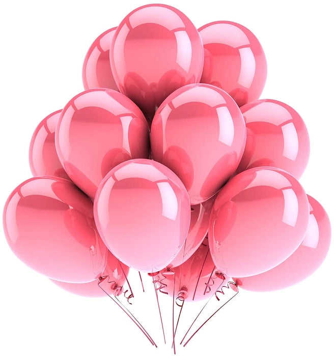 Pink Metallic 10 Inch Rubber Balloons For Birthday Decoration 30 Pcs