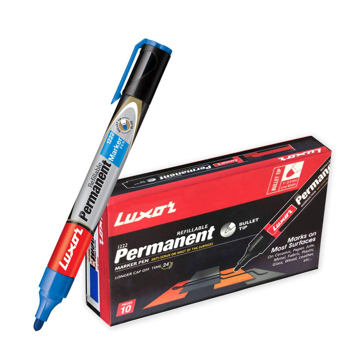 Luxor Refillable Permanent Marker In Brilliant Blue, Pack Of 10