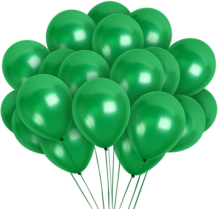 Green Metallic 10 Inch Rubber Balloons For Birthday Decoration 30 Pcs