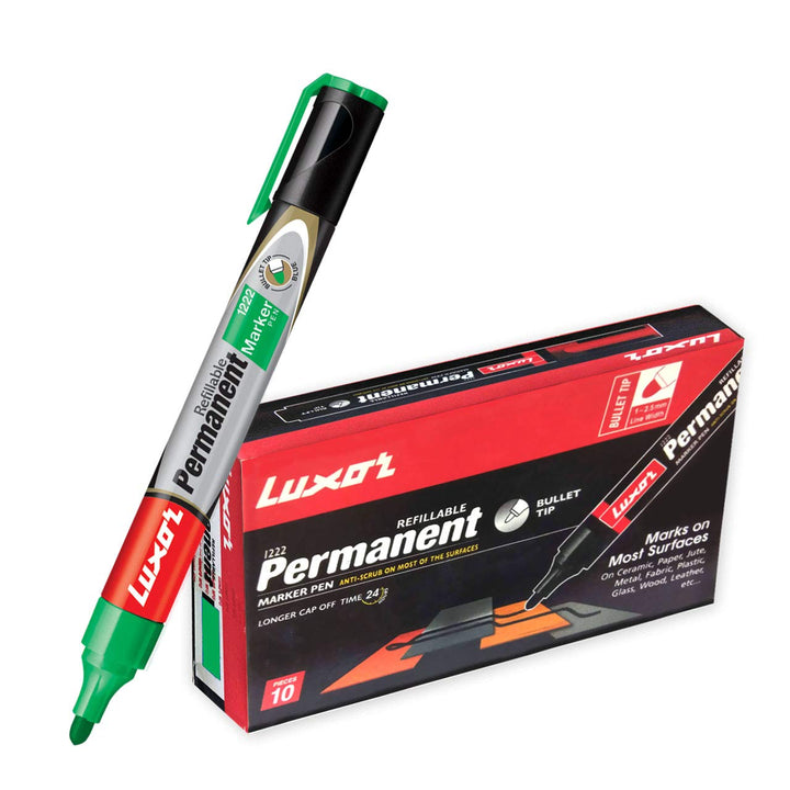 Luxor Refillable Permanent Marker In Brilliant Green Pack Of 10