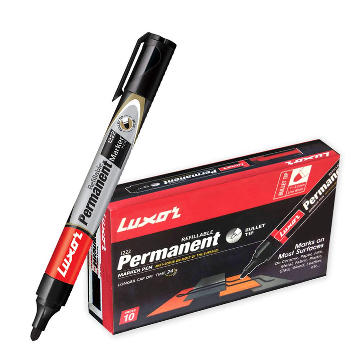 Luxor Refillable Permanent Marker In Brilliant Black Pack Of 10