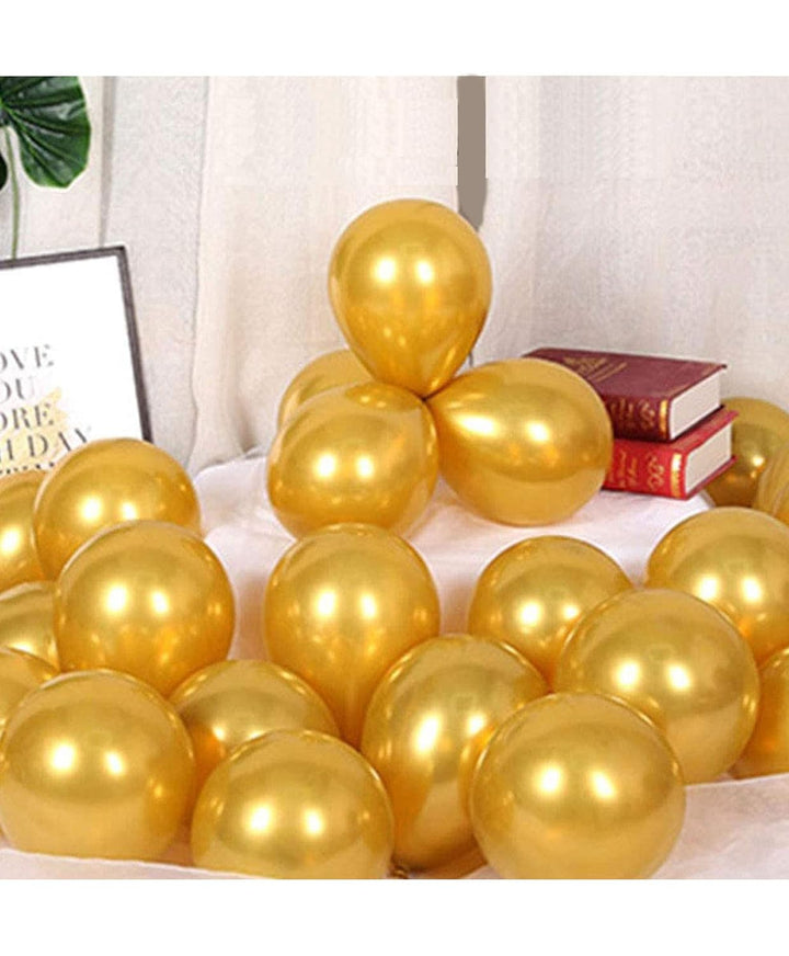 Golden Metallic 10 Inch Rubber Balloons For Birthday Decoration 30 Pcs