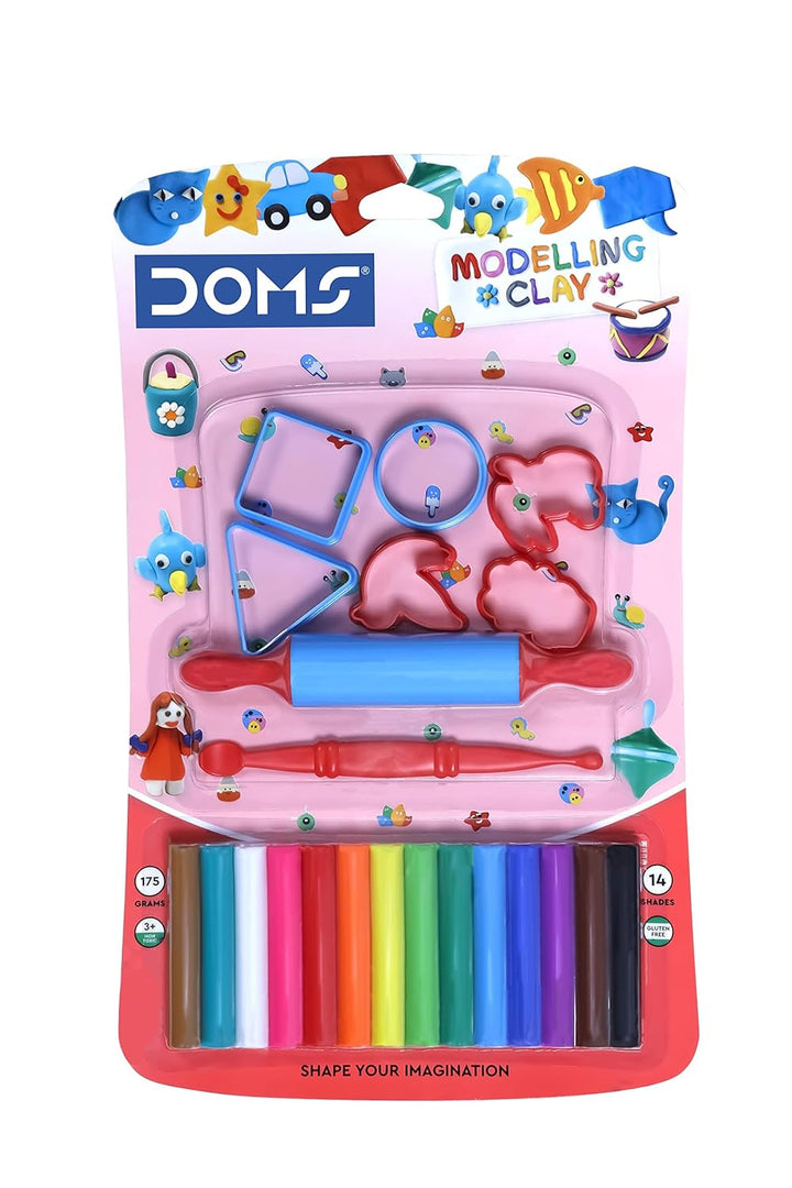 Doms Non-Toxic Super Soft 14 Shades Modelling Clay Blister Pack | Easily Kneadable Clay