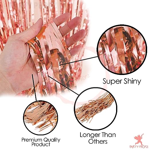 Foil Curtain ROSE GOLD ( 3 Ft By 6 Ft  ) - Pack Of 2