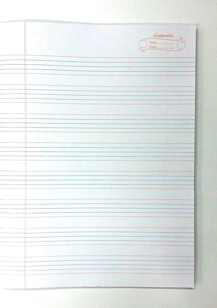 Classmate Note Book Soft Cover Four line- Inter Leaf (Left Page Blank-Right Page Four Lines with Gap) Size 24x18cm 172 Pages