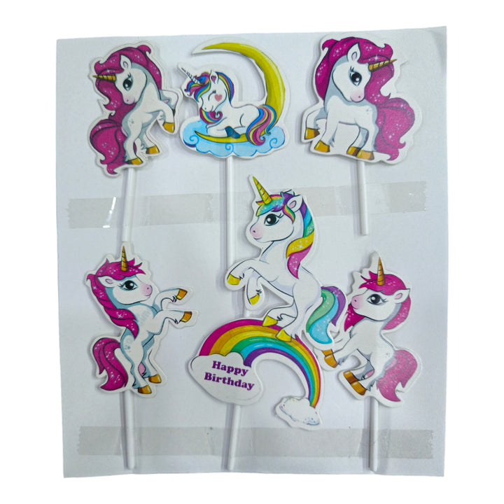 Unicorn Theme Paper cake Toppers