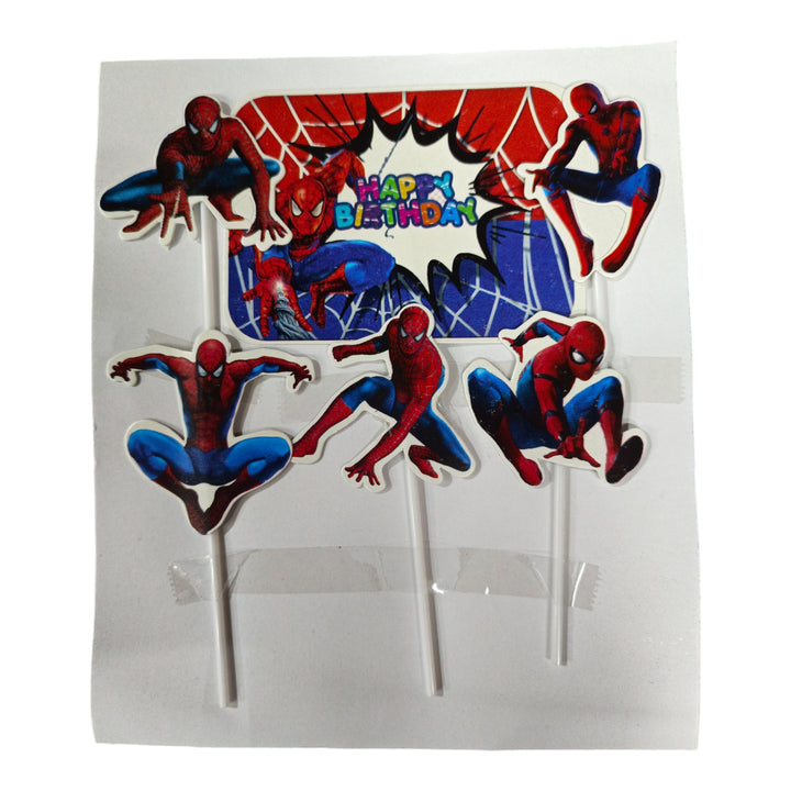 Spiderman Theme Paper Cake Toppers