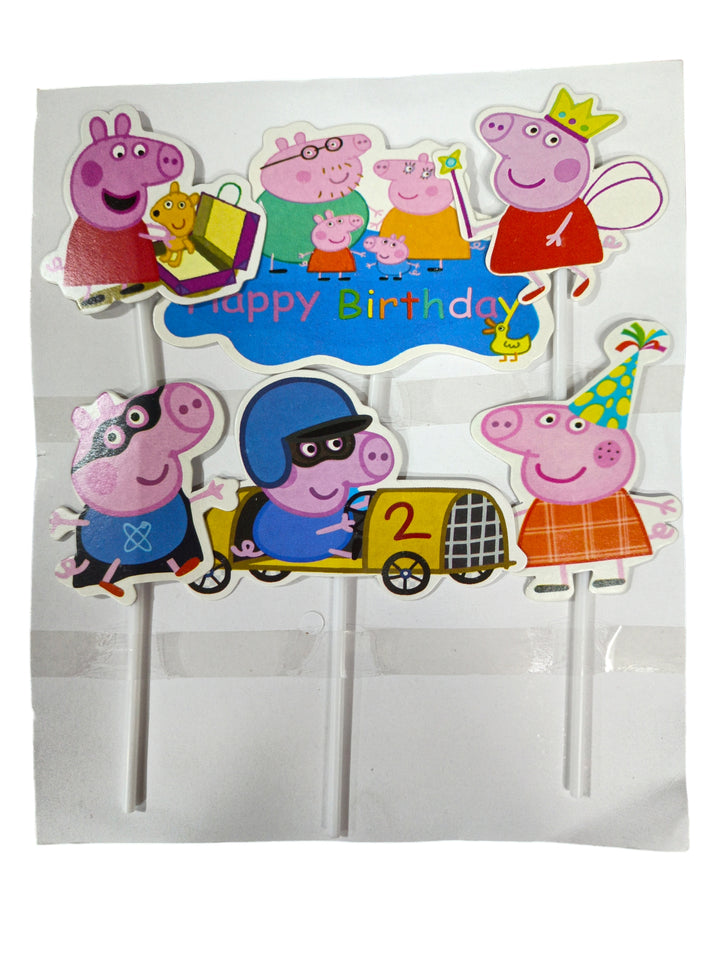 Peppa Pig Theme Paper cake Toppers