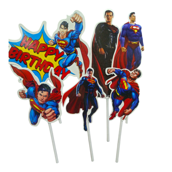 Superhero Theme Paper Cake Topper (Pack of 6)