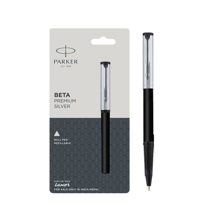 Parker Beta Premium Ball Pen - Body Color Silver - Ink Color Blue