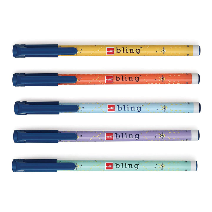 Cello Bling Pastel Ball Pen - Blue Ball Pen (Pack of 5)