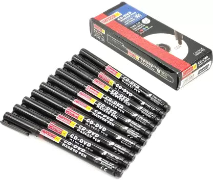 Camlin CD - DVD Marker Pen, Black - Pack of 10