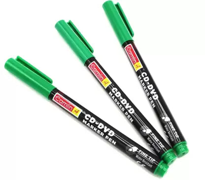 Camlin CD - DVD Marker Pen, Green - Pack of 10